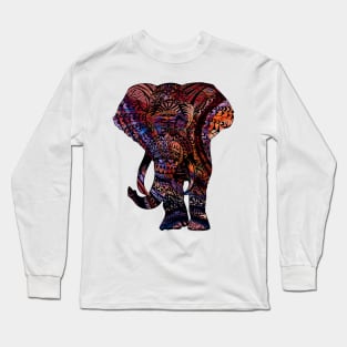 Intricate Asian Elephant Colorful Illustration Long Sleeve T-Shirt